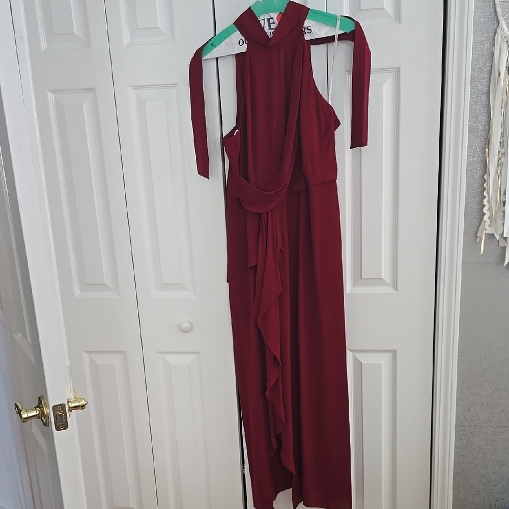 Elegant Burgundy Halter Dress